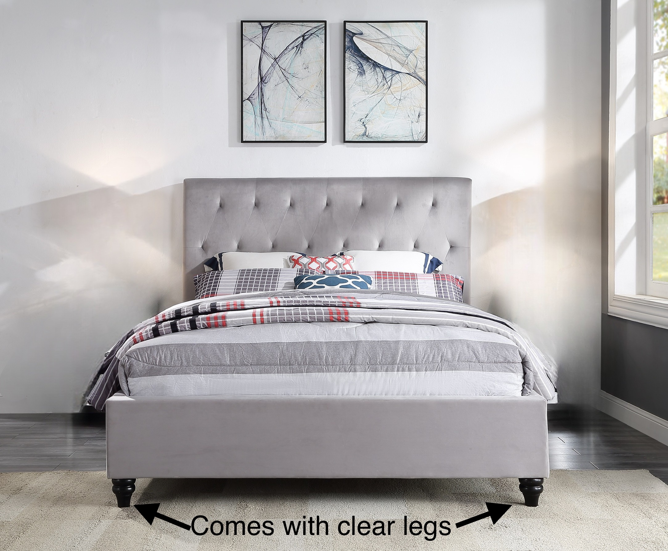 3 piece Merida king single bedroom suite silver standard + clear legs