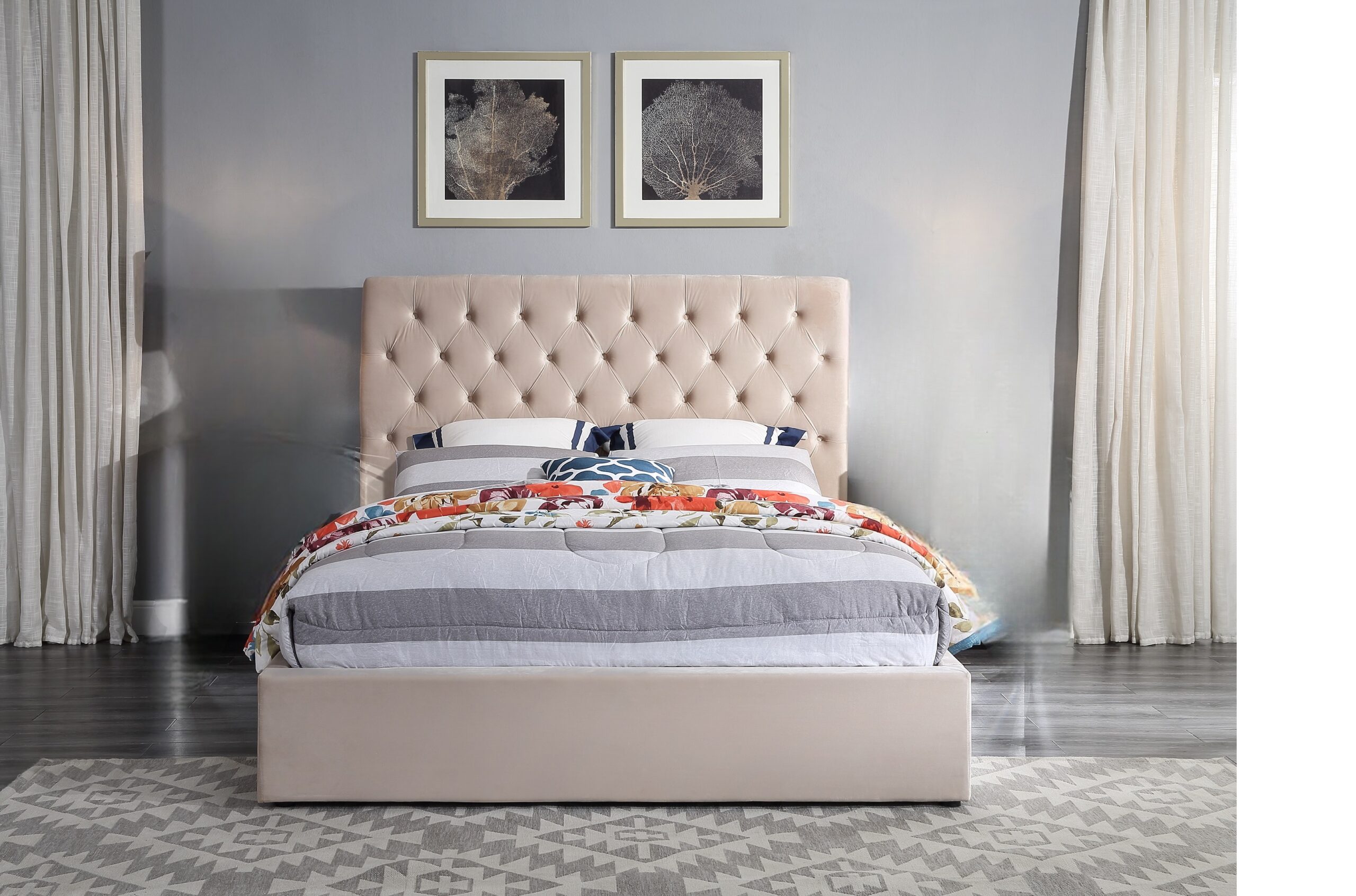 Colima king size bed head only - beige - One Stop Furniture